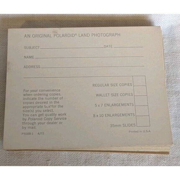 Polaroid Ephemera Print Mount Photograph Order Form Warranty Card Picture Vtg - Picture 5 of 14